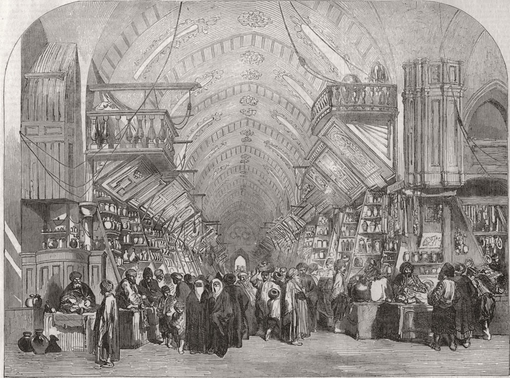 CONSTANTINOPLE (ISTANBUL) . The drug bazaar. Turkey 1853 old antique print
